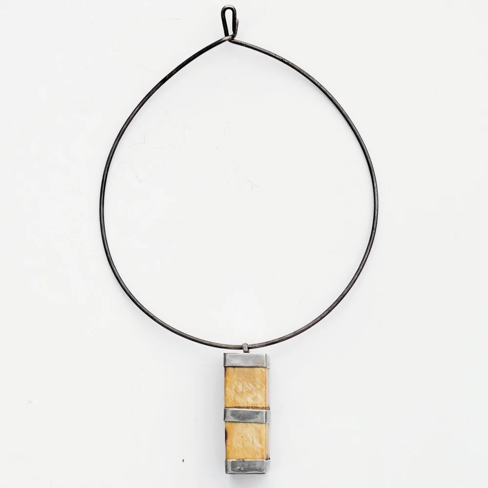 Antique Bone Tribal Pendant with Sterling Silver Detail - Picture 4 of 7